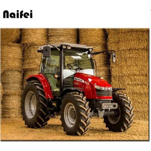 Diy 5d diamond Embroidery farm tractor Full Square round Diamond painting landscape Cross stitch kit Drill Mosaic Wall art