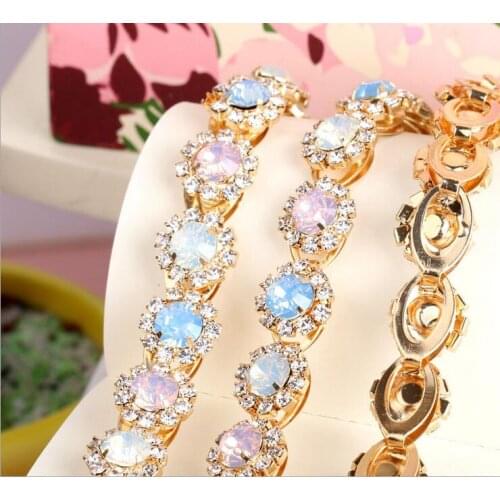 Free Shipping 5 yards Crystal Rhinestone Trim, Rhinestone Applique, Bridal Applique,Wedding Applique,Rhinestone Chain TONG012