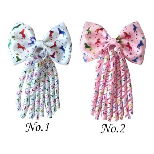 20 BLESSING 4.5" Bowknot Corker Ponytail Elastic Hairbow Unicorn Mermaid Star