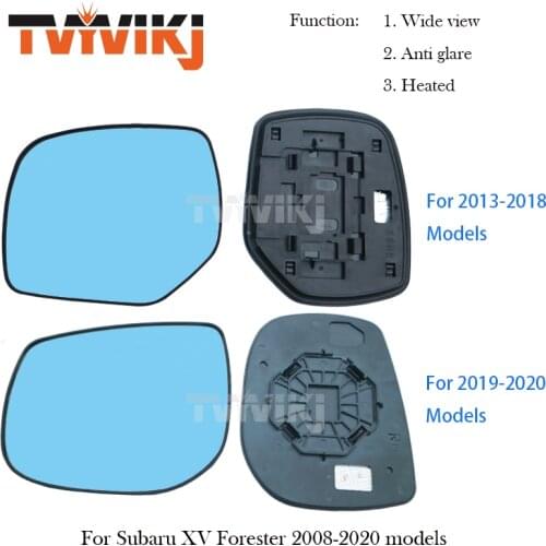 TVYVIKJ 1 pair heated side rearview mirror blue glass lens For Subaru XV Forester 2013-2020 Wide view anti glare Legacy Outback