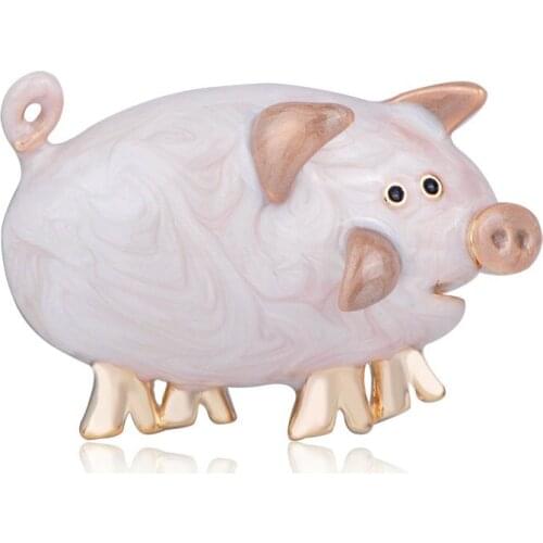Madrry Latest Lovely Pig Shape Animal Brooches Unique Texture Enamel Brooch For Girls Children Corsage Coat Bag Pins Ornaments