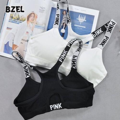 BZEL Sexy Womens Cotton PINK Letter Bras Fitness Women Seamless Bralette Sports Top Comfort Woman Underwear Lingerie Bras