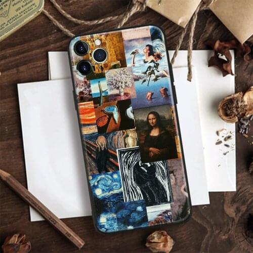 Art Aesthetic Famous Painting Soft Silicone Glass Phone Case Cover Shell For IPhone SE 6 6s 7 8 Plus X XR XS 11 12 Mini Pro Max