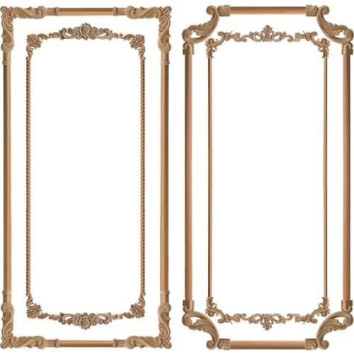 Wood Appliques Corner Flower Exquisite Carving Natural Furniture Wooden Mouldings Vintage Unpainted Accessories Decoration Decal