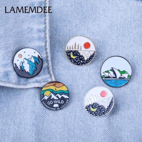 Go Future Adventure Enamel Pins Mountain Forest Lakes Camping Campfire Explore Nature Enamel Pin Button Badge Travel Brooch Gift
