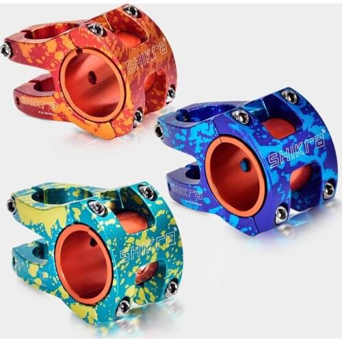 MTB Bicycle Short Stem Color Dazzles Ultra Light Hollow Handlebar Stem For DH Road Bike Bicycle Parts