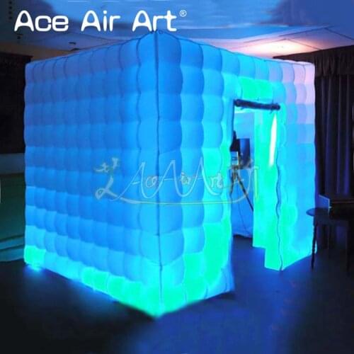 Colorful and changing Led photo pod inflatable photo booth,cubic fotopod,trade show and funny party cube with foldable curtains
