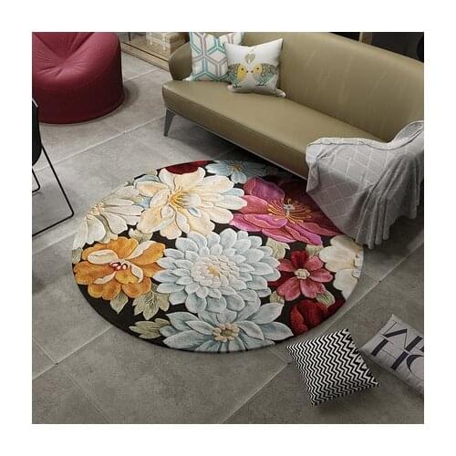 Chinese Style Lotus Round Living Room Carpet Bedroom Bedside Hanging Orchid Computer Chair Balcony Cloakroom Yoga Mat
