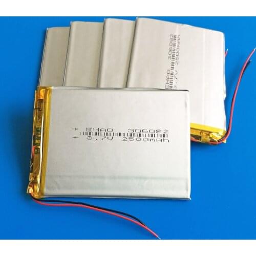 5 PCS 306082 3.7V 2500mAh Lipo rechargeable battery cells for 7" 9" PAD DVD power bank e-book camera tablet pc speaker 3*60*82mm