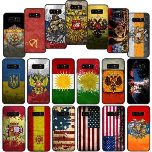 Russian US UK Flag Soft Cover Case for Samsung Galaxy Note 8 9 A01 A60 M10 M20 M30 M40 M30S S8 S9 Plus