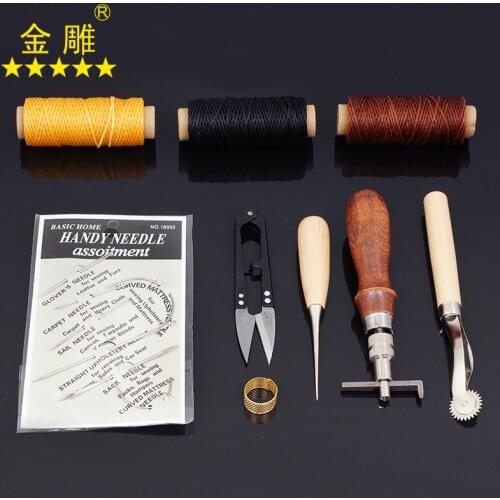 9-piece Handmade Leather Sewing Set, Hand-stitched Leather Tool, DIY Leather Handmade Set, Perforated Sewing Scissors Set