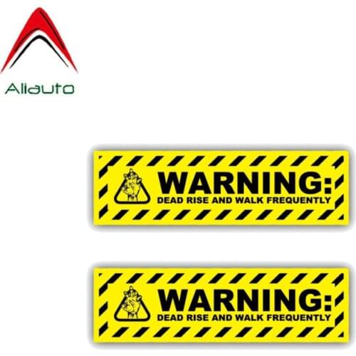 Aliauto 2 X Funny Car Sticker Warning Dead Rise Walk Frequently Danger Accessories PVC Decal for Mercedes Honda Toyota,12cm*11cm