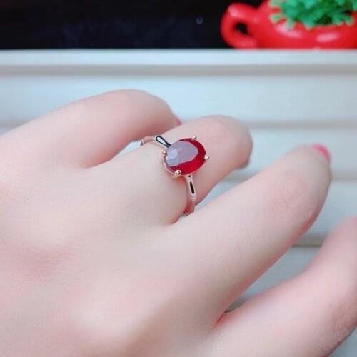 New Ruby Ring 925 Silver Ladies Ring Heart-shaped Luxury Elegant Beauty Wedding Gift 8*10MM
