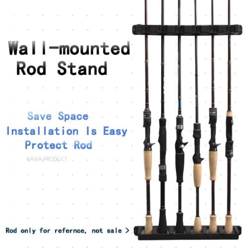 RUKE New Fishing Rod Wall-Mounted Holder,For Space Saving Rod Display Rack,Can Put 6pcs Rods,Materail Abs,Installation Is Easy