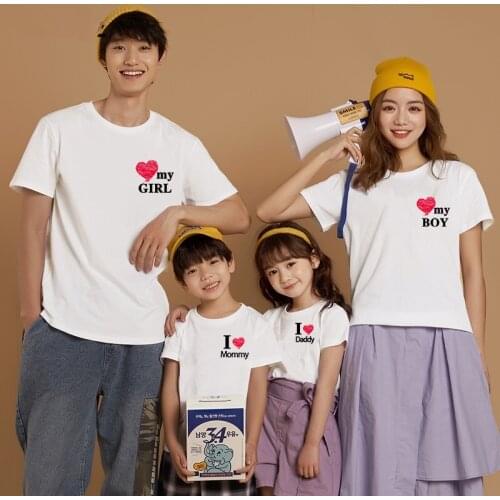 Family T Shirt Love Daddy Mommy Daughter Son Matching Clothes Grandpa Grandma Auntie Uncle Printed Cotton T Shirt Summer Tees
