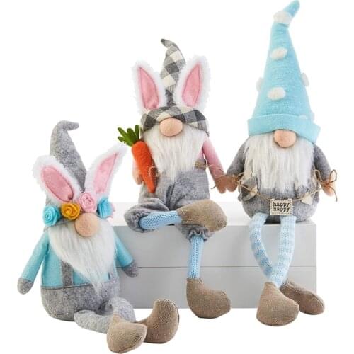 Long Legged Easter Bunny Gnome Decoration Easter Faceless Doll Easter Plush Dwarf Home Party Decorations Kids Toys M6CE
