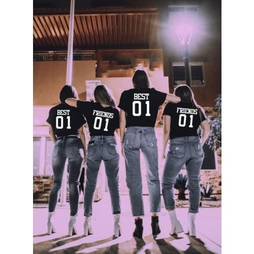 Best 01 Friend 01 Matching Best Friends T-Shirts BFF Tee Summer Short Sleeve Girlfriends Shirts Besties Tshirts BFF Tops Clothes