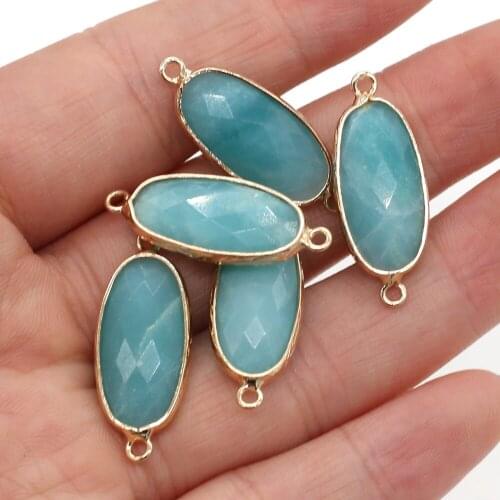 Hot Sale Natural Stone Amazonite Double Hole Connectors Pendants DIY for Necklace or Jewelry Making Size 11x27mm