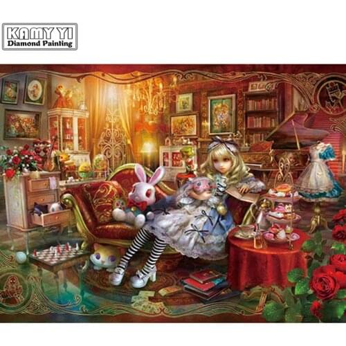 Full Square/Round Drill 5D DIY Diamond Alice Dreamland 3D Embroidery Cross Stitch Mosaic Rhinestone Decor HYY