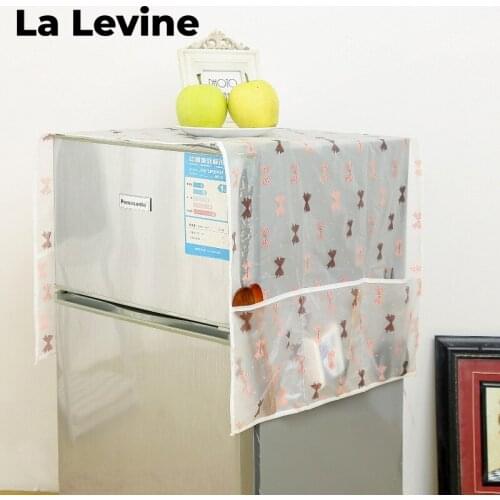 Refrigerator Dust Cover Waterproof Cover with Samll Items Organizer Hanging Refrigerator Cover Kitchen Accessories Household