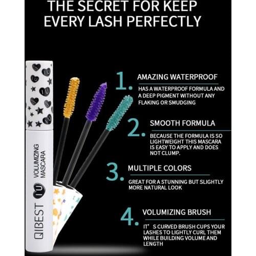 QIBEST Color Mascara Japanese Role Playing Curl Long without Blooming MPwell