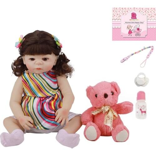 48CM Lifelike Reborn Girl Doll 18" Cute Full Silicone Vinyl Body Fashion Realistic Newborn Baby For Childrens Day Gifts Present