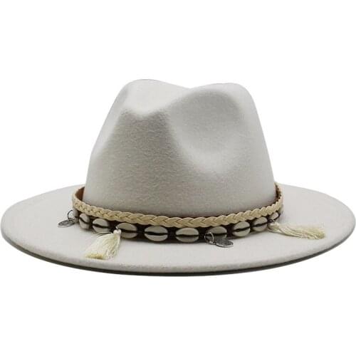 Wholesale Unisex Wool Felt Fedora Hats for Women Vintage Wide Brim Mens Fedoras Cap and Jazz Hat Panama Formal Hat 56-58cm