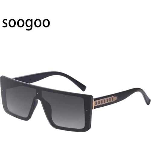 2021 Trendy Retro Chain Sunglasses Fashion Big Frame Full Screen Sun Glasses Luxury Brand Designer Eyewear UV400