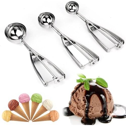Ice Cream Scoop 4,5,6cm Stainless Steel With Trigger Cookie Scoop Spoon Frozen Cooking Tools Ice Cream Decorating Tool