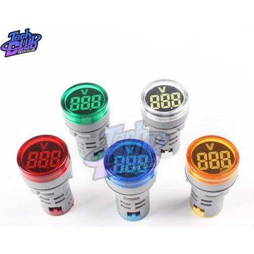 LED Voltage 22mm measuring instrument Mini Voltage meter Colorful Voltmeter Yellow Green Blue White AC20~500V Indicator