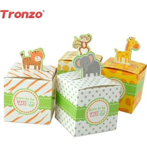 Tronzo 20pcs Cartoon Animals Candy Box Baby Shower Gift Box Birthday Party Decoration Kids Favor Event Party Supplies