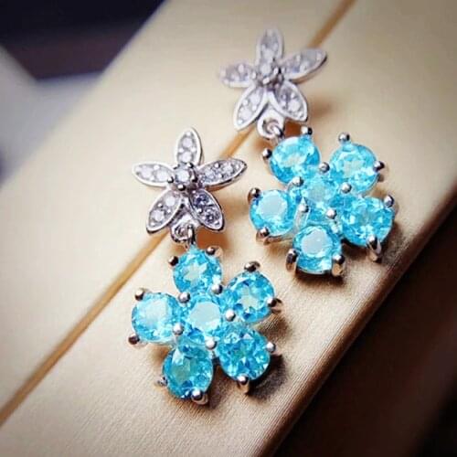 Huitan Fresh Style Blue Flower Dangle Earrings for Women Romantic Girls Accessories Dance Party Daily Wear Delicate Jewelry New