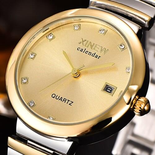 2018 Women Watches Top Brand XINEW Full Stainless Steel Luxury Rhinestone Date Quartz Wristwatch Relogio Feminino Marca Luxo