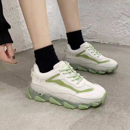 Women Flat Yellow Sport Shoes Ladies Casual Running Shoes Platform Chunky Sneakers Woman Breathable Fitness Jogging Walking Shoe
