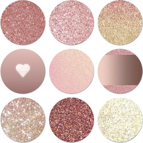 Gold Pink rose Glitter Icons Pins Badge Decoration Brooches Metal Badges For Clothes Backpack Decoration 58mm