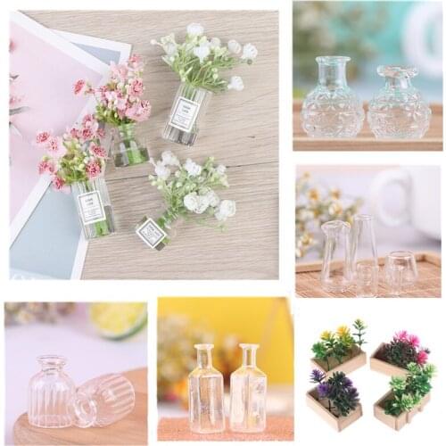 1/2/5pcs 1:12 Dollhouse Miniature Flower Vase Set Model Glass Vase Model Dollhouse Decor Accessories