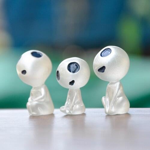 10/5PCS Princess Mononoke Mini Luminous Tree Elves Hayao Miyazaki Micro Landscape Cute Resin Decoration Cartoon Toy Gift