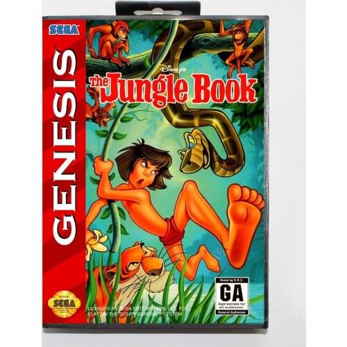 16 bit Sega MD game Cartridge with Retail box - Jungle Book game cart for Megadrive for Genesis system