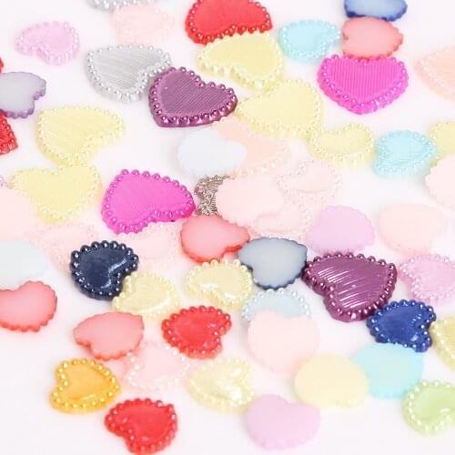 50/100pcs 10-14mm Flatback Heart Shape Imitation Pearls Loose Beads For DIY Scrapbook Decoration Craft Making