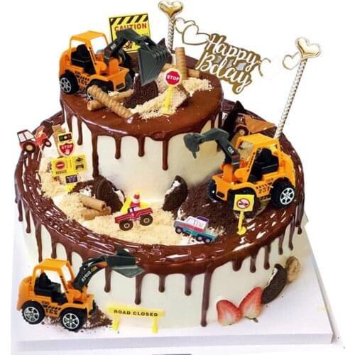 6x Kids Truck Car Model Engineering Construction Toys Playsets Cake Toppers