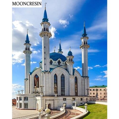5D Diy Diamond Painting Cross Stitch Scenery Mosque Diamond Embroidery Full Square Resin Mosaic Picture Of Rhinestone Home Decor