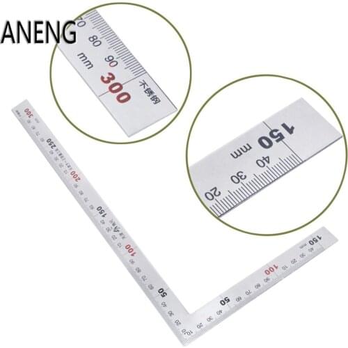 ANENG Stainless Steel 15x30cm 90 Degree Angle Metric Try Mitre Square Ruler Scale