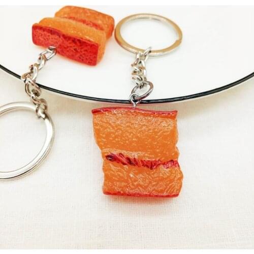Simulation Food Braised Pork keychain Big Zinc Alloy Keyring Connection Resin Key Chain Car Key Bag Decorative Pendant