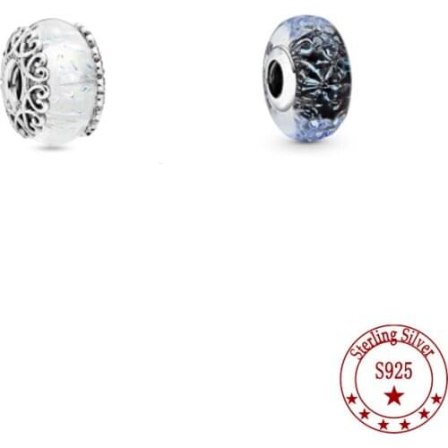 925 Sterling Silver Dream Dora Dark Blue Ocean Murano Glass Ripple DIY Beads Children