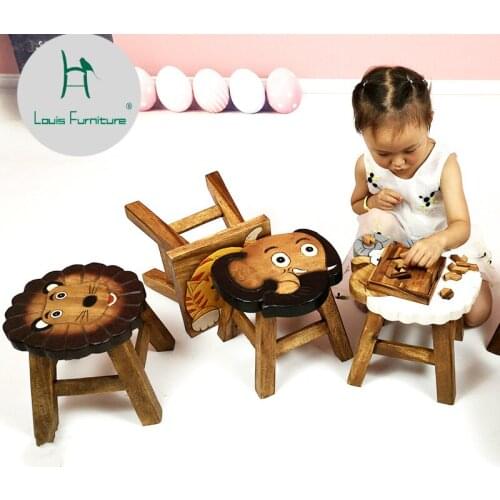 Louis Fashion Stools Ottomans Wooden Children Cartoon Baby Changing Shoes Sofa Creative Family