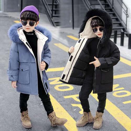 Childrens parka for boys 2020 Winter Thick Faux Fur Hooded Coat Kids Fashion Coat For Boys Clothes 4-13Yrs Snow Jacket Outwear