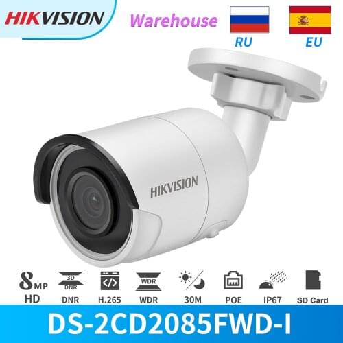 Hikvision IP Camera 8MP 4K DS-2CD2085FWD-I IR PoE Bullet Build-in SD Card Slot CCTV Security Cameras Outdoor cam HIK-CONNECT
