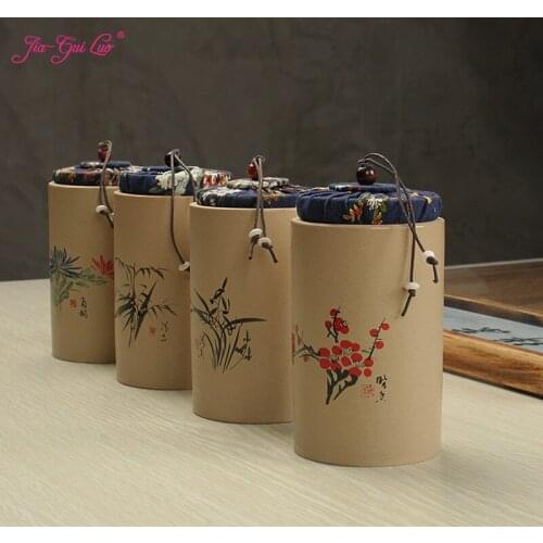 JIA-GUI LUO Ceramic tea box Dried fruit storage cans Sealed bottle Tea Accessories Pu'er tea storage box ceramic jar D087