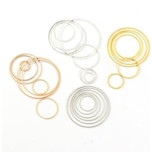20pc 15-40mm Raw Brass Earring Charm Circle Hoop Connector For DIY Link O Ring Pendant Jewelry Making Supplies Accessories