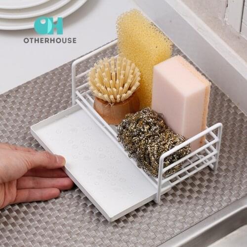 Kitchen Rack Sponge Holder Soap Drainer Storage Rack Shelves Sink Caddy Organizer Rag Dishcloth Brush Holder Iron Drain Shelf